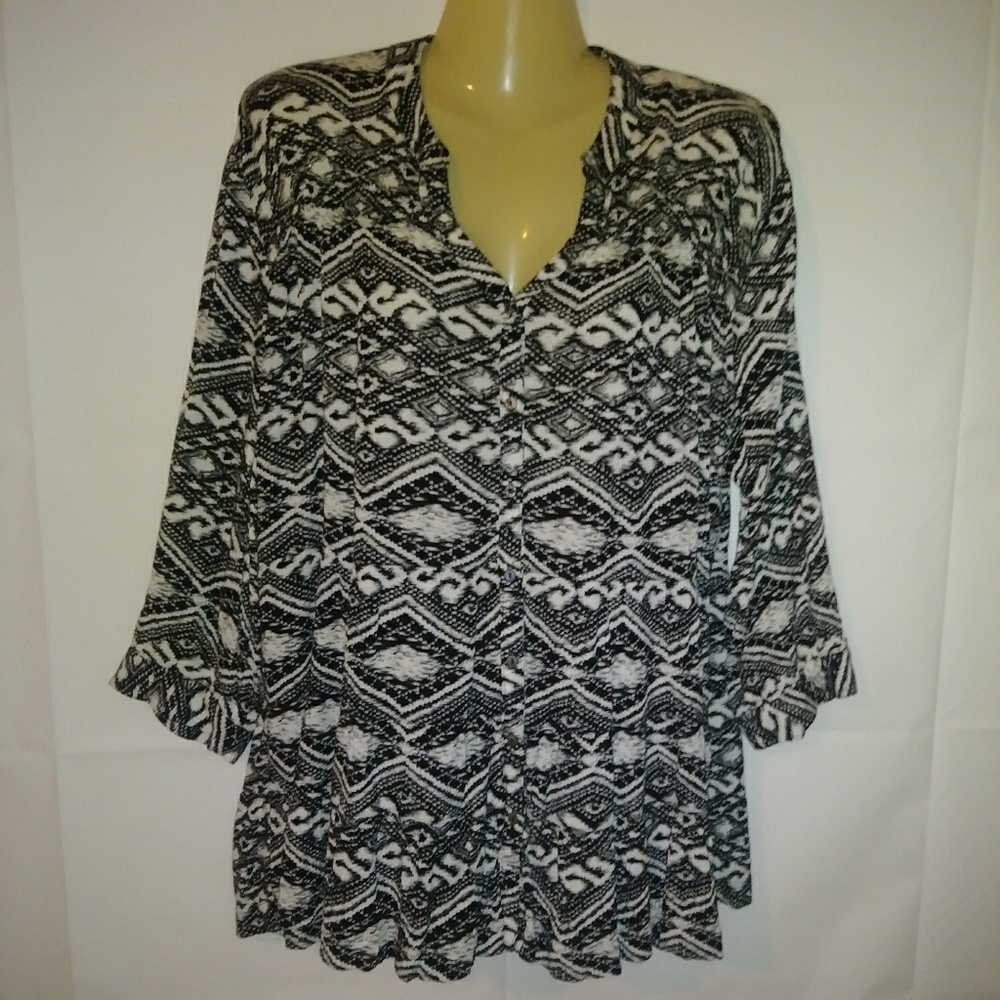 Bit & Bridle Geometric Flowy Boho Tunic Top XL